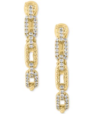 EFFY Collection - Diamond Rope Chain Link Hoop Earrings (3/8 ct. t.w.) in 14k Gold