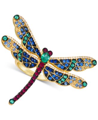 Le Vian - Multi-Gemstone (2-1/3 ct. t.w.) & Diamond (3/8 ct. t.w.) Dragonfly Ring in 14k Gold