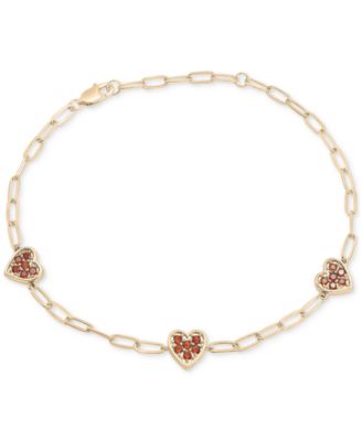 Macy's - Garnet Heart Cluster Paperclip Link Bracelet (3/4 ct. t.w.) in 14k Gold-Plated Sterling Silver