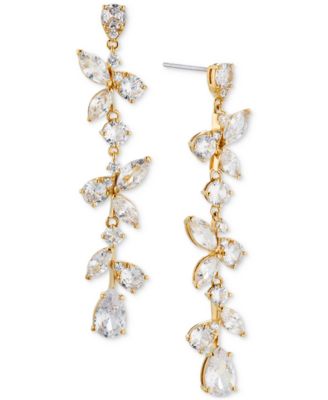 Eliot Danori - Silver-Tone Cubic Zirconia Long Linear Earrings