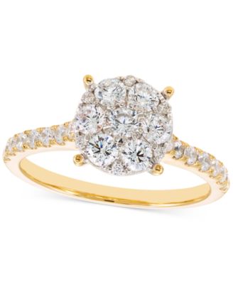 Macy's - Diamond Cluster Engagement Ring (1 ct. t.w.) in 14k Two-Tone Gold
