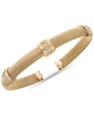 Macy's - Diamond Station Cuff Bangle Bracelet (1/3 ct. t.w.) in 14k Gold-Plated Sterling Silver