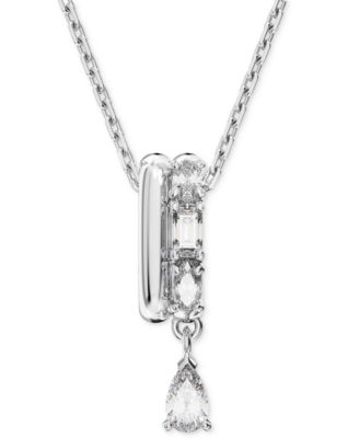 Swarovski - Rhodium-Plated Mixed Crystal Double Ring Pendant Necklace, 15" + 2" extender