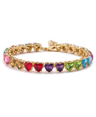 On 34th - Gold-Tone Heart Stone Flex Bracelet