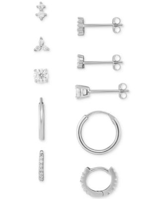Giani Bernini - 5-Pc. Set Cubic Zirconia Stud & Hoop Earrings in Sterling Silver