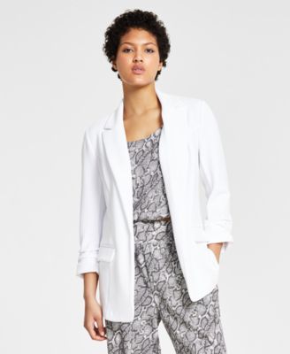 Bar III - Women's Notch-Lapel Ruched-Sleeve Open-Front Blazer