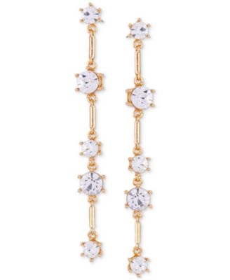 GUESS - Gold-Tone Crystal & Bar Linear Drop Earrings