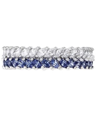 Macy's - Cubic Zirconia Blue & White Marquise Chevron Eternity Band in Sterling Silver