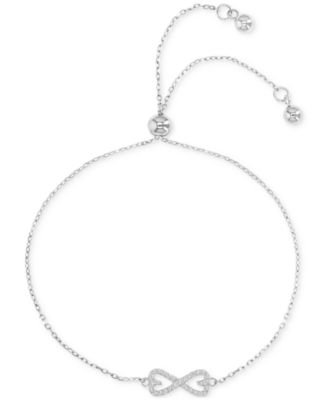Macy's - Cubic Zirconia Bow Tie Chain Link Adjustable Bolo Bracelet