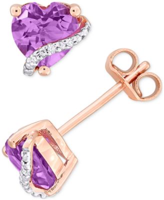 Macy's - Amethyst (1-1/10 ct. t.w.) & Diamond Accent Swirl 18" Pendant Necklace in Rose-Plated Sterling Silver