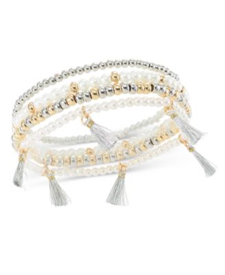 On 34th - 4-Pc. Set Bead, Imitation Pearl & Tassel Stretch Bracelets
