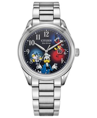 Citizen - Unisex Disney Donald Duck Stainless Steel Bracelet Watch 40mm Gift Set