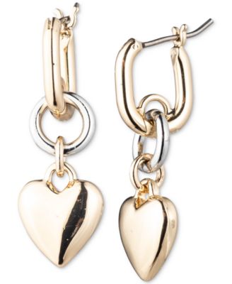 KARL LAGERFELD PARIS - Two-Tone Heart Charm Huggie Hoop Earrings