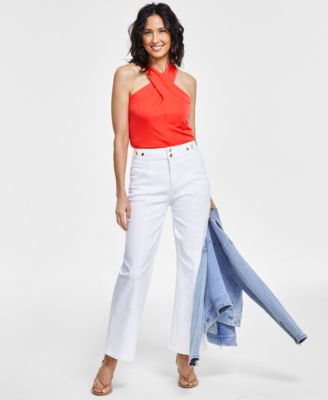 I.N.C. International Concepts - Women's High-Rise Tab-Waist Kick Flare Jeans