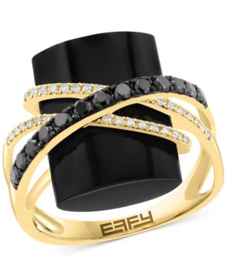EFFY Collection - Onyx & Diamond (3/8 ct. t.w.) Orbital Statement Ring in 14k Gold