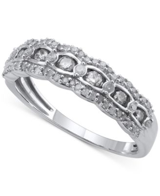 Macy's - Diamond Scalloped Edge Band (1/2 ct. t.w.) in 14k White Gold