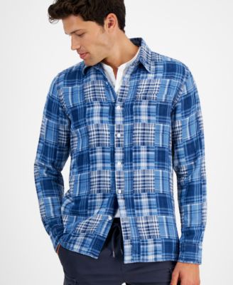 Sun + Stone - Men's Baldwin Regular-Fit Madras Plaid Button-Down Shirt