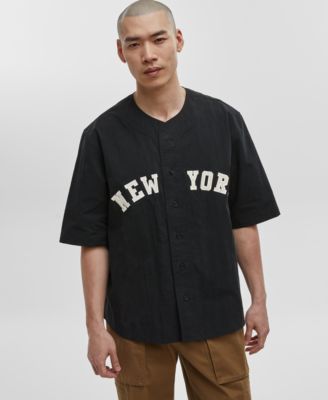 Mode of One - Men's Relaxed-Fit Crinkle-Textured Button-Down Baseball Shirt