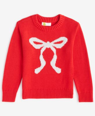 Epic Threads - Toddler Girls Contrast-Bow Crewneck Sweater