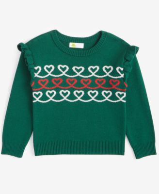 Epic Threads - Toddler Girls Heart Ruffled Crewneck Sweater