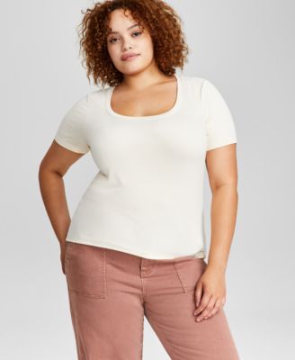 And Now This - Trendy Plus Size Scoop-Neck Jersey Top