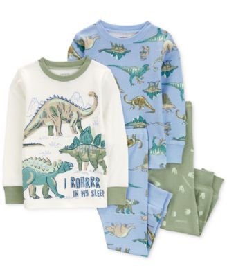 Carter's - Toddler Boys Dinosaur-Print 100% Snug-Fit Cotton Pajamas, 4 Piece Set