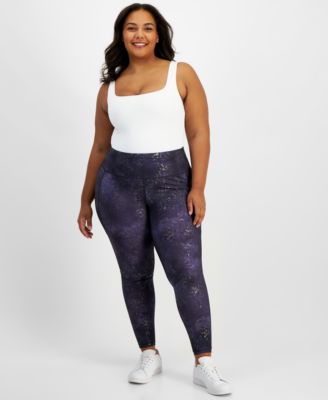 ID Ideology - Plus Size Midnight Foil 7/8 Leggings, Created by Macy's
