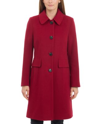 Anne Klein - Women's Collared Button-Front Walker Coat