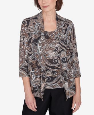 Alfred Dunner - Petite Classics Metallic Paisley Two-in-One Top