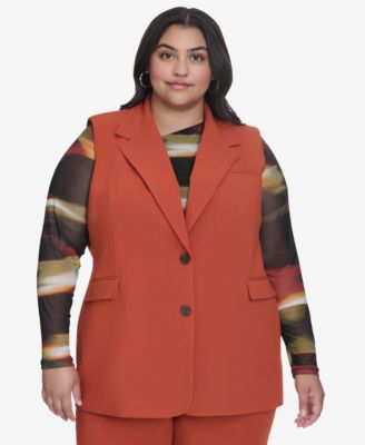 DKNY - Plus Size Notched-Collar Two-Button Vest