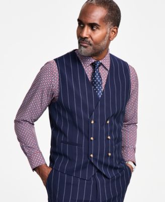 Tayion Collection - Men's Regular-Fit Pinstriped Suit Vest