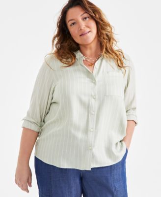 Style & Co - Plus Size Everyday Striped Button-Front Shirt