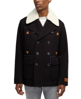 SCOTCH & SODA - Men's Izak Double Breasted Peacoat with Removable Fleece Collar
