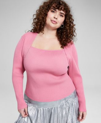 And Now This - Trendy Plus Size Layered-Look Shrug Sweater