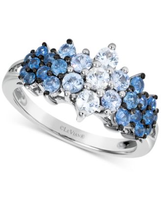 Le Vian - Blue Ombr&eacute; Sapphire (1 ct. t.w.) & White Sapphire (1/3 ct. t.w.) Cluster Ring in 14k White Gold