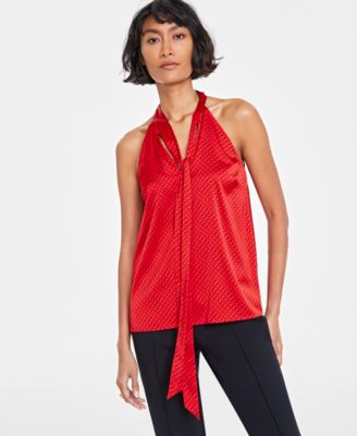 On 34th - Women's Halter Tie-Neck Sleeveless Top