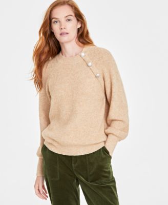 On 34th - Women's Raglan-Sleeve Jeweled-Button Sweater