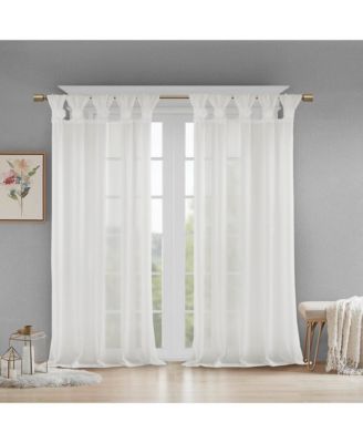 Madison Park - 50" x 84" Floral Embellished Semi-Sheer Curtain Panel
