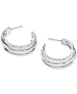 Calvin Klein - Stainless Steel Medium Wavy Triple-Row C-Hoop Earrings, 1.04"