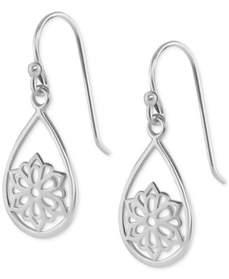 Giani Bernini - Filigree Flower Teardrop Drop Earrings in Sterling Silver