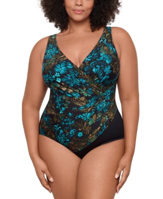 Miraclesuit - Plus Size Flor De Mar Oceanus Tummy-Control One-Piece Swimsuit