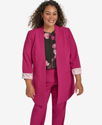Calvin Klein - Plus Size Open-Front Roll-Cuff Jacket