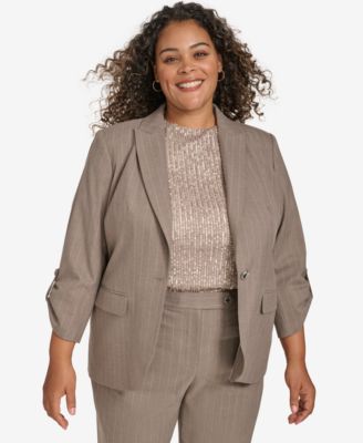 Calvin Klein - Plus Size Notch-Collar Scrunch-Sleeve Jacket