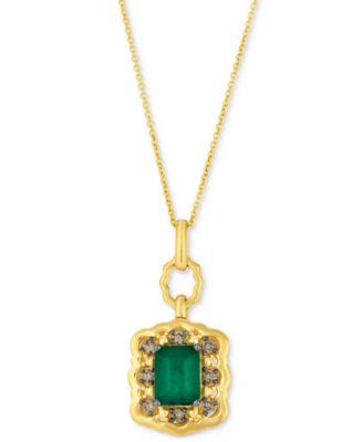 Le Vian - New Emerald (1-1/5 ct. t.w.) & Chocolate Diamond (1/5 ct. t.w.) Halo Adjustable 20" Pendant Necklace in 14k Gold