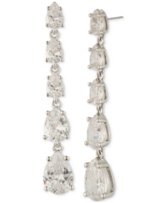 Givenchy - Silver-Tone Crystal Pear Shape Graduated Linear Drop Earrings