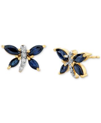 Macy's - Sapphire (1-3/8 ct. t.w.) & Diamond Accent Butterfly Stud Earrings