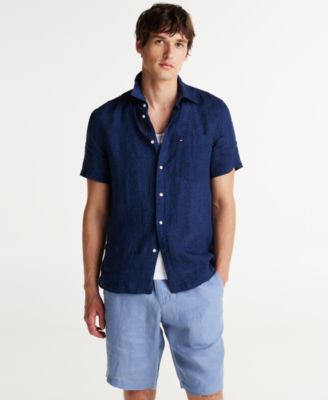 Tommy Hilfiger - Men's Short-Sleeve Pigment-Dyed Linen Button-Front Shirt