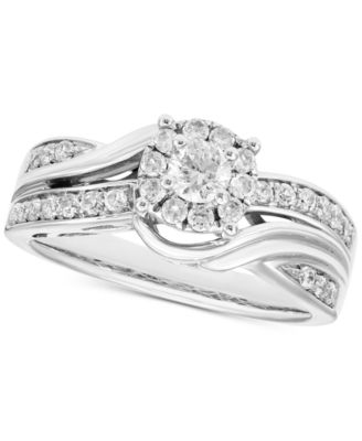 Macy's - Diamond Swirl Halo Engagement Ring (1/2 ct. t.w.) in 14k White Gold