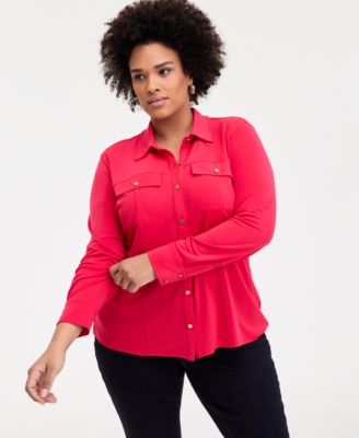 I.N.C. International Concepts - Plus Size Flap-Pocket Knit Shirt