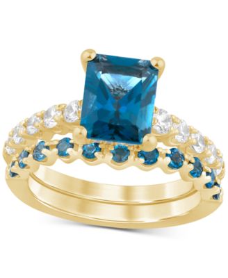 Macy's - London Blue Topaz (2-3/4 ct. t.w.) & Diamond (1/2 ct. t.w.) Bridal Set in 14k Gold